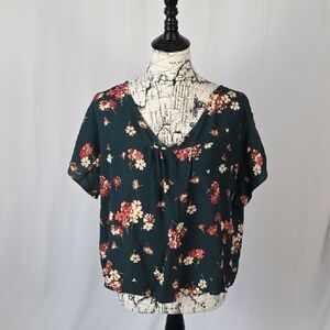 Madewell Dark Green Floral Blouse